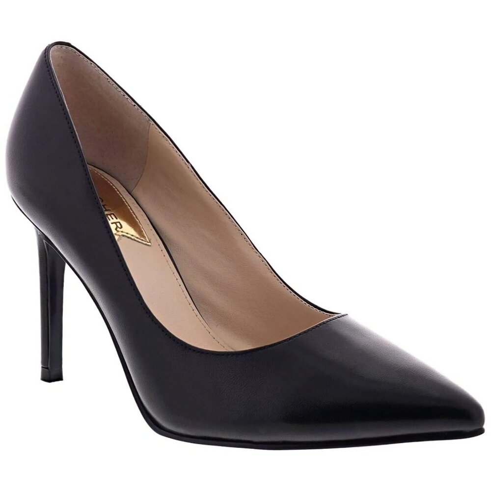 NEW MARC FISHER Black pointy toe pumps officewear to Evening Nappa Leather, Sz 7
